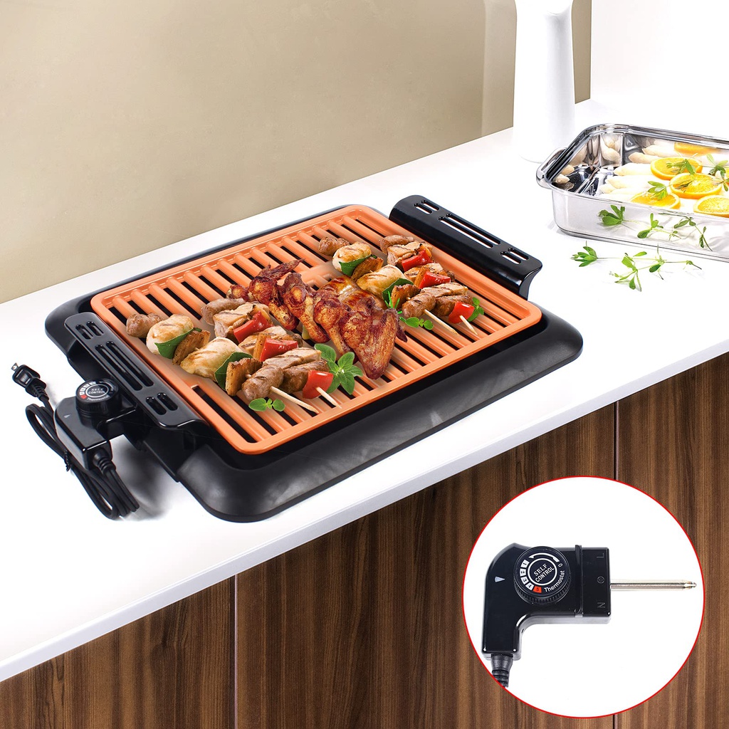 PARRILLA ELECTRICA ANTIADHERENTE 1200 WATTS DECAKILA KUEC028B NEGRO