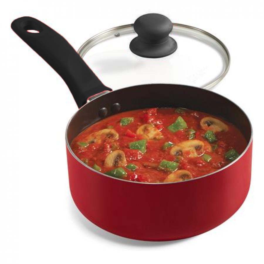 OLLA  CON MANGO Y TAPADERA 16X7CM DECAKILA KMEP007B ROJO