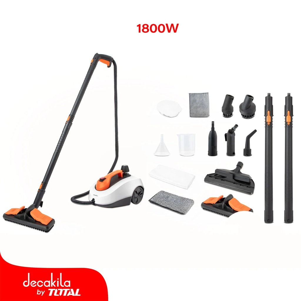 LIMPIADOR A VAPOR CON ACCESORIOS 1.3 LITROS DECAKILA KUEN017W NARANJA