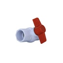 Valvula balin 1" pvc sin rosca perilla larga roja blanco