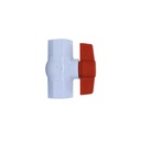 Valvula balin 1" pvc sin rosca perilla larga roja blanco