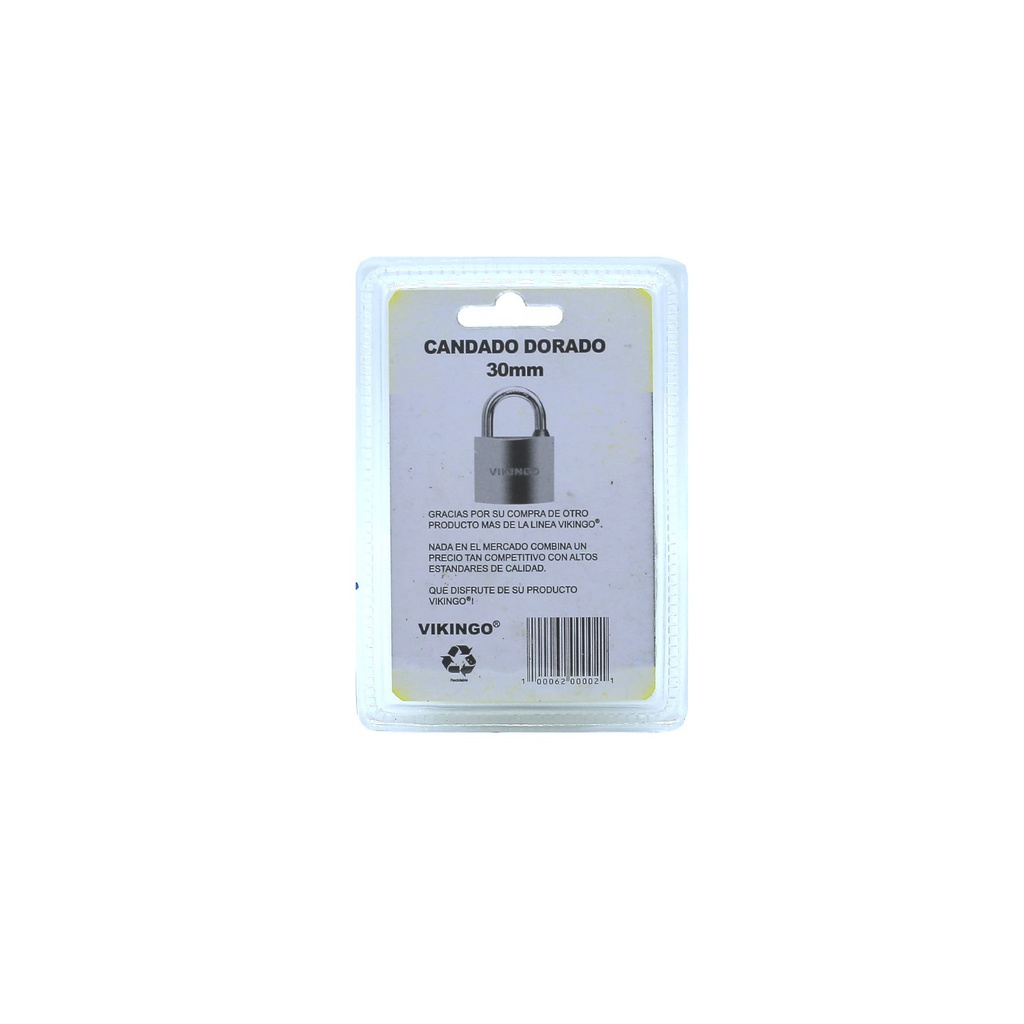 Candado vikingo 30mm dorado 8/bp30* blister
