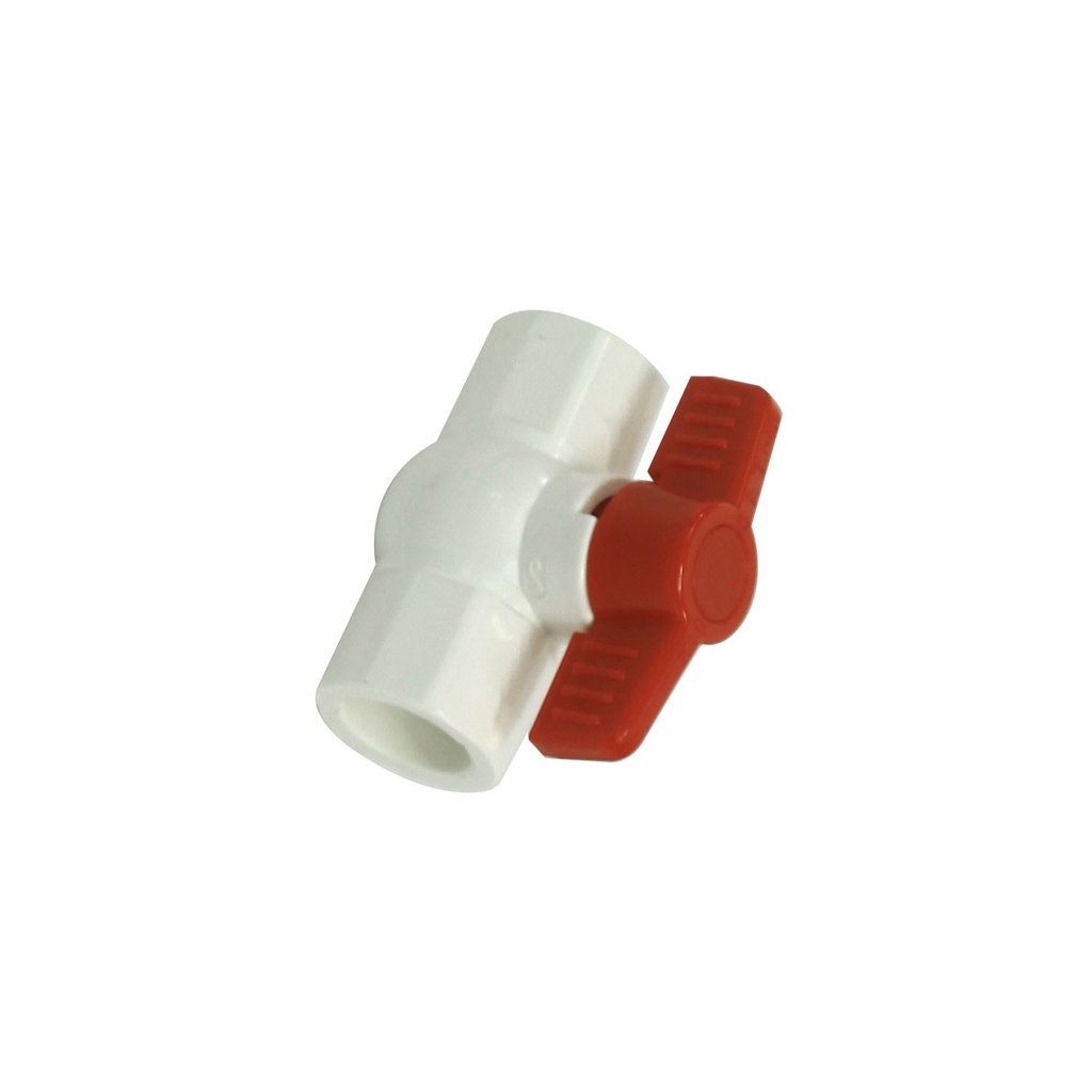 Valvula balin 1/2" pvc sin rosca perilla larga gris / blanca