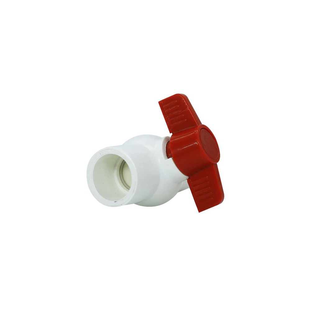 Valvula balin 1" pvc sin rosca perilla roja b&k 107-635