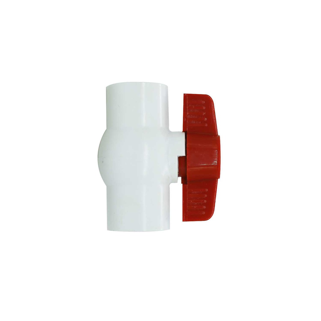 Valvula balin 1" pvc sin rosca perilla roja b&k 107-635