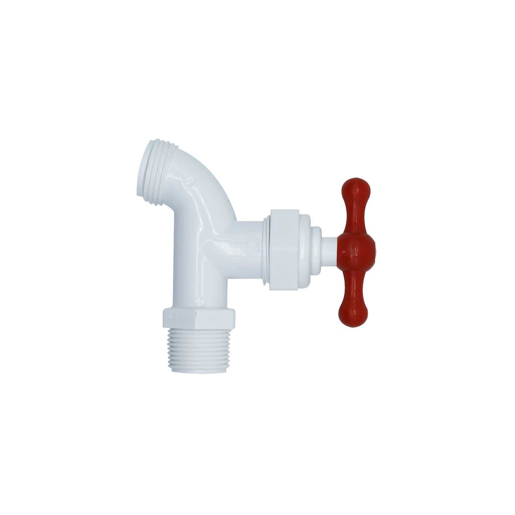 Llave pila 3/4" pvc perilla roja ld-897a