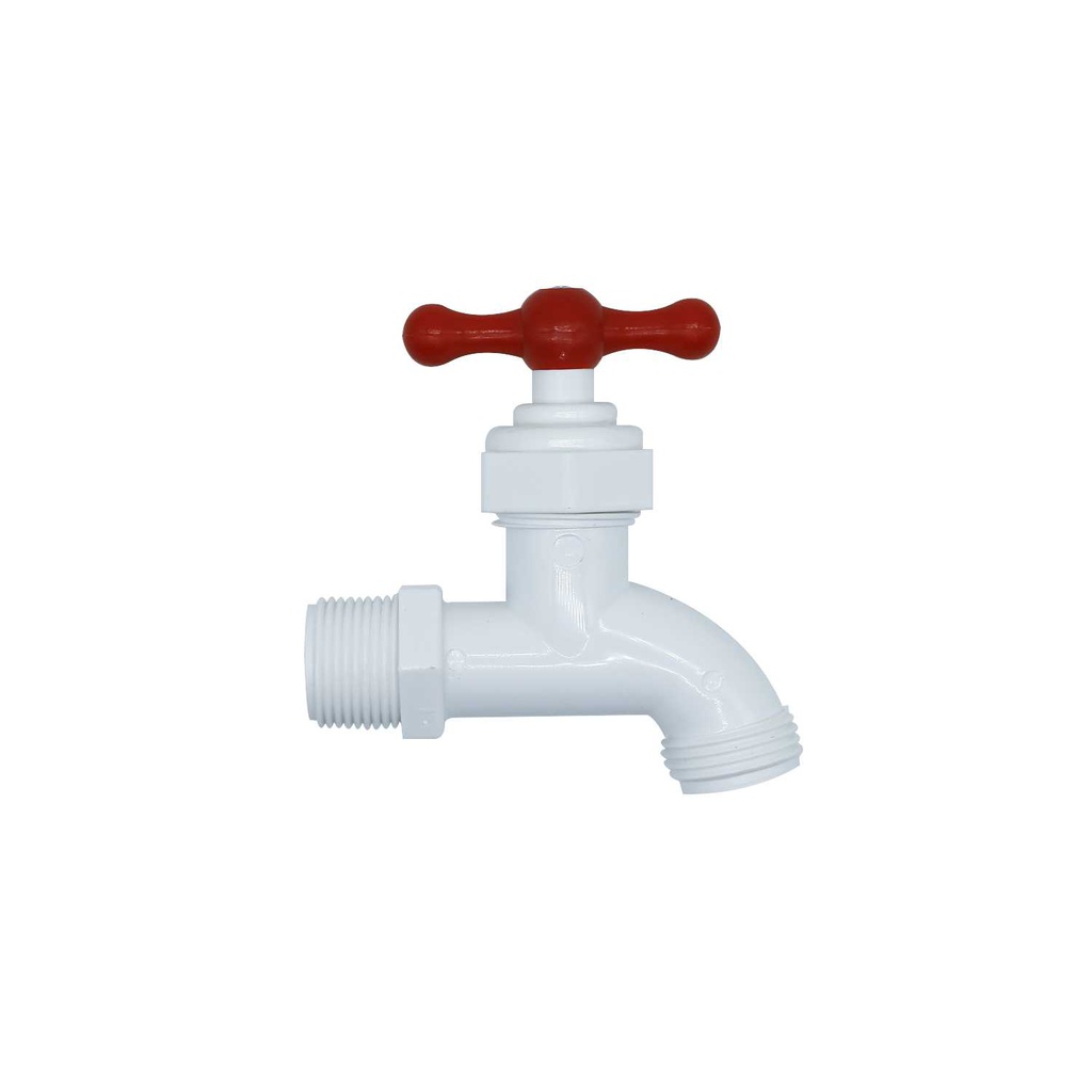 Llave pila 3/4" pvc perilla roja ld-897a