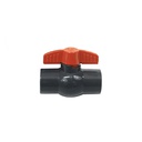 Valvula balin 1" pvc sin rosca perilla roja ld-828 gris