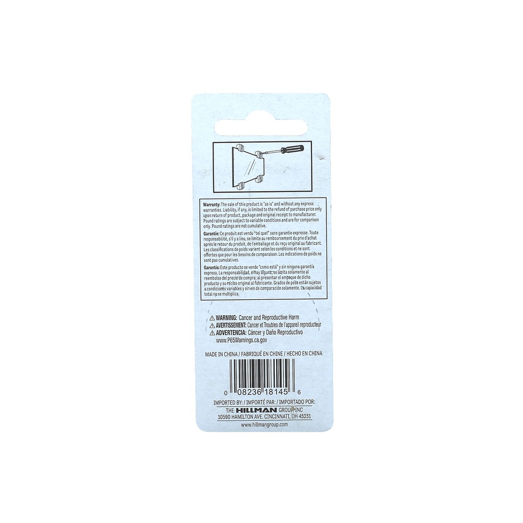 Soporte plastica con t para colgar espejo 4pc 121144