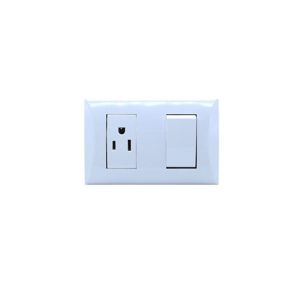 Switch sencillo con toma empotrable 15a eagle 1006w