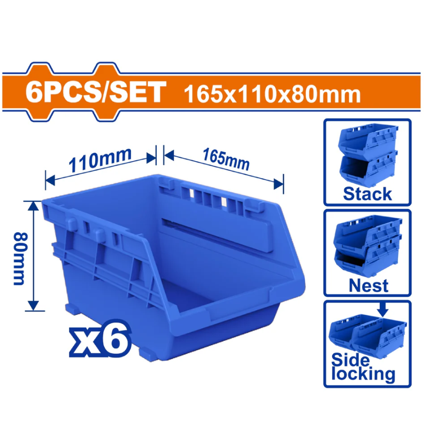 Caja Plastica Organizadora 6Pc Wadfow Wtb8336 Azul
