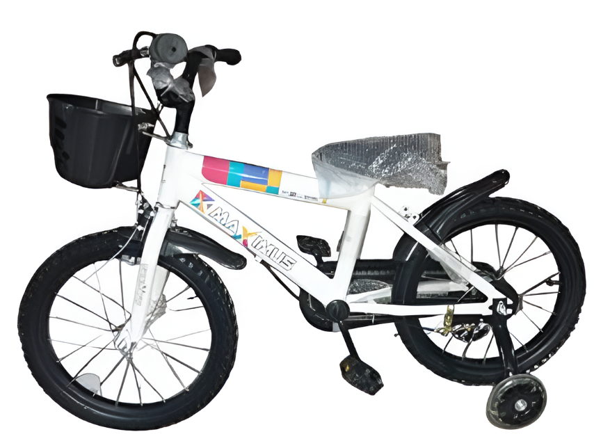 Bicicleta 16 bmx para niño 1v max con /guardafango/canasta blanco armable