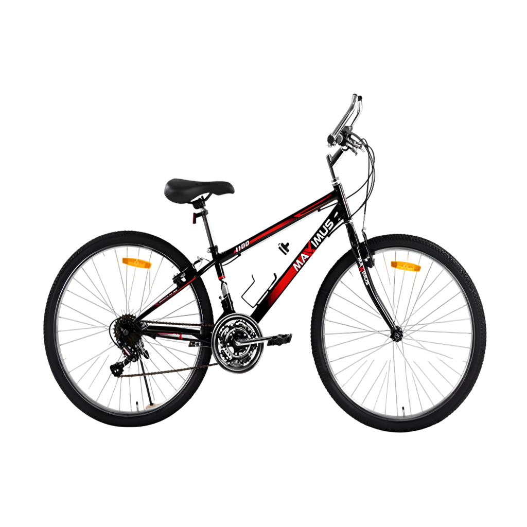 Bicicleta 24 mtb 21v tubo recto maximus cromado rojo/negro armable