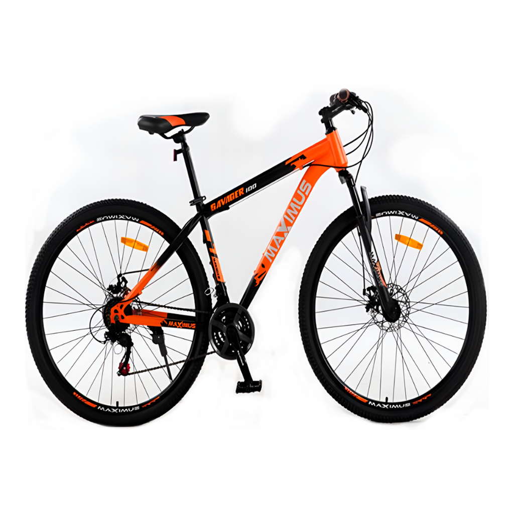 Bicicleta 29 mtb 21v maximus de  metal negro/anaranjado armable