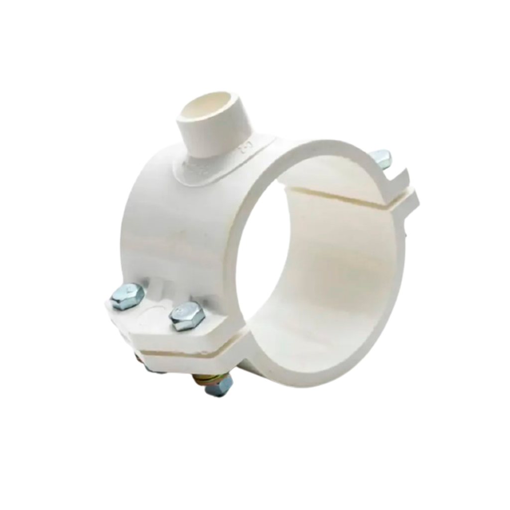 Abrazadera pvc 4"x3/4" blanco