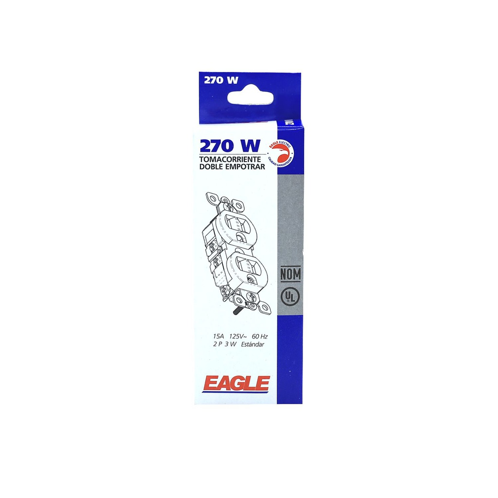 Tomacorriente doble empotrable 15a aguila 270w