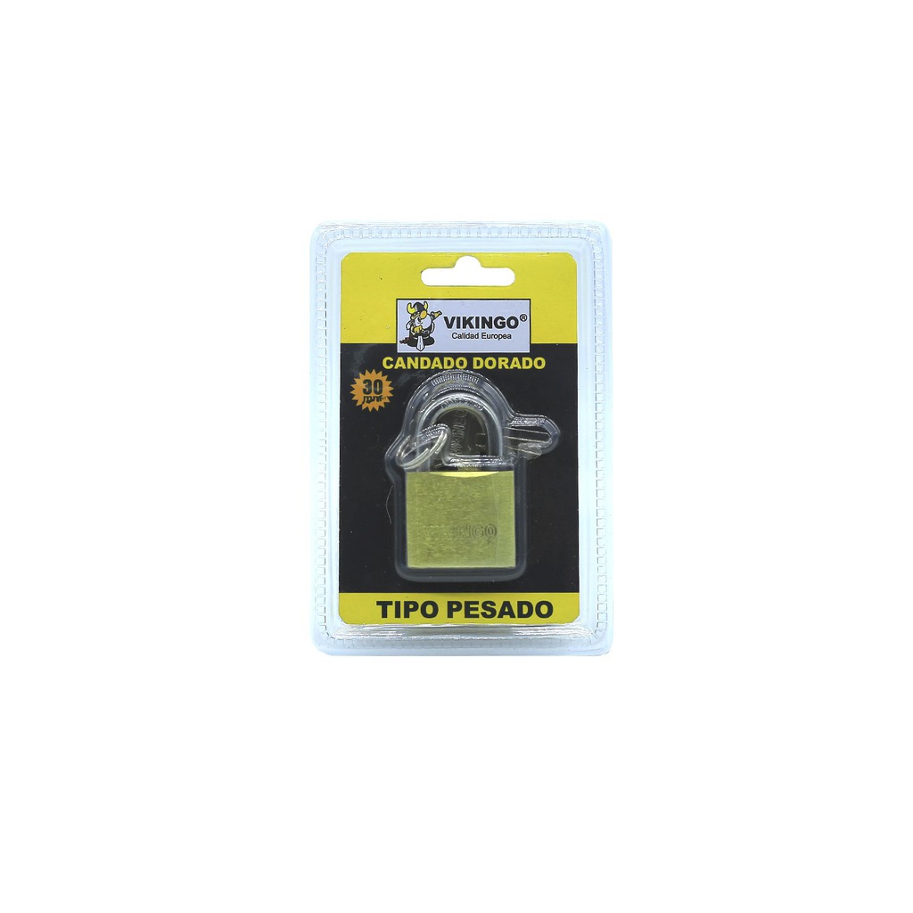 Candado vikingo 30mm dorado 8/bp30* blister