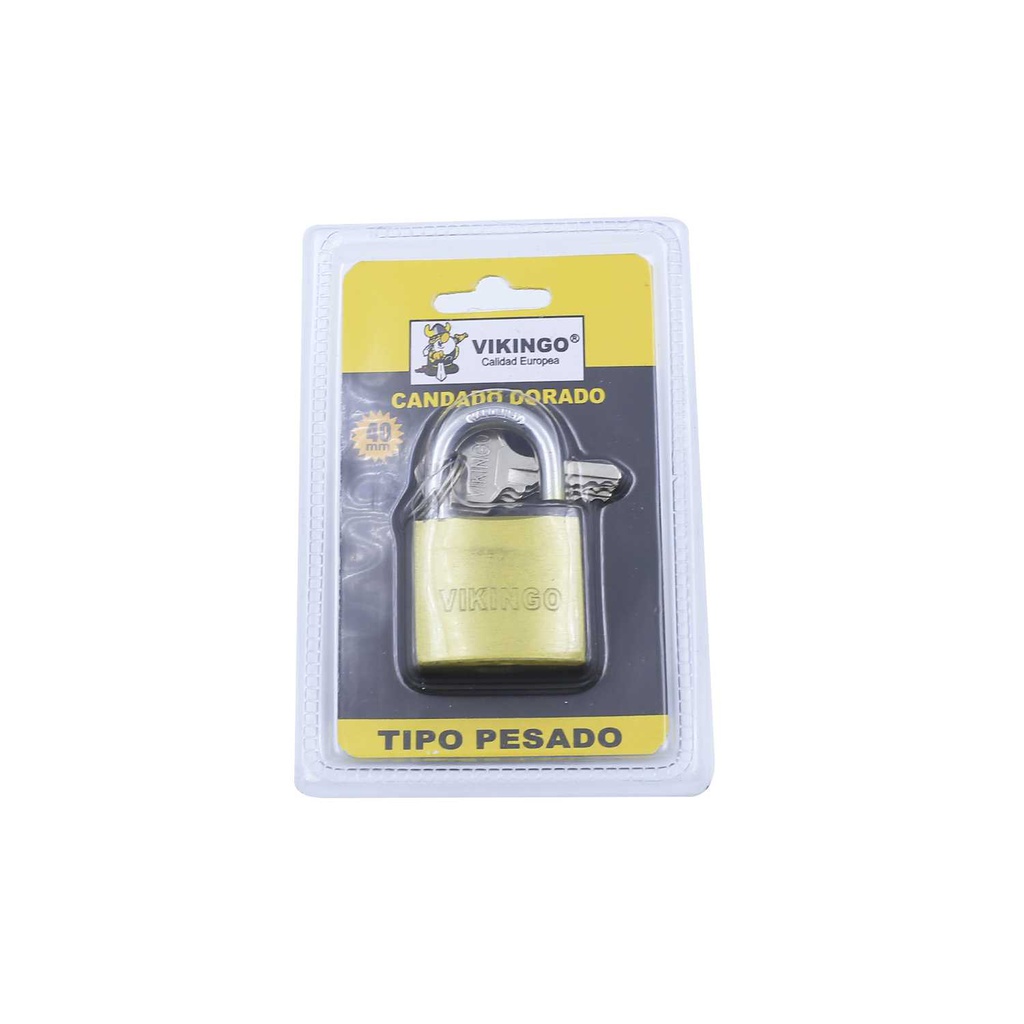 Candado vikingo 40mm dorado 8/bp40* blister