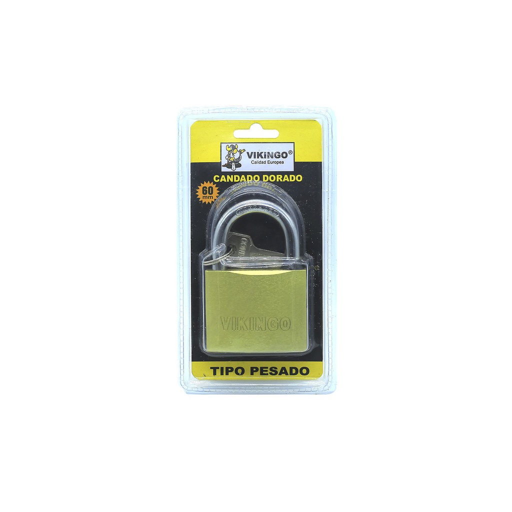 Candado vikingo 60mm dorado 8/bp60* blister