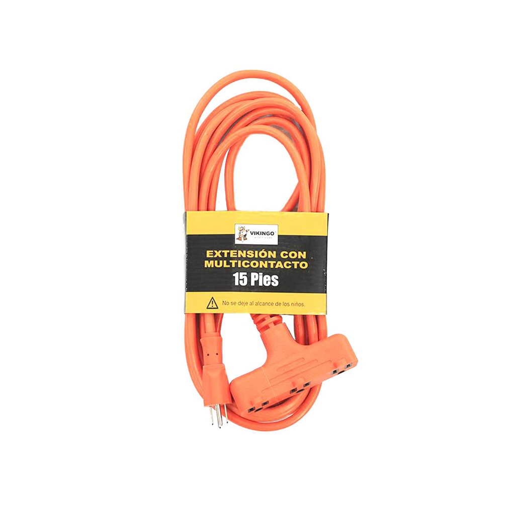 Extensión electrica 15' ind 2/16g 3 tomas vikingo 800900n