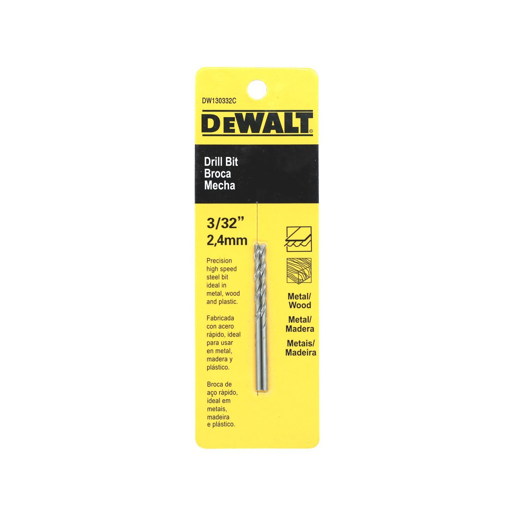 Broca hierro 3/32" hss 2pc dw130332c