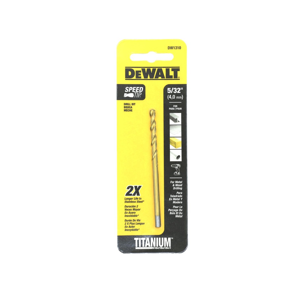 Broca hierro 5/32" titanio dw1310 dewalt