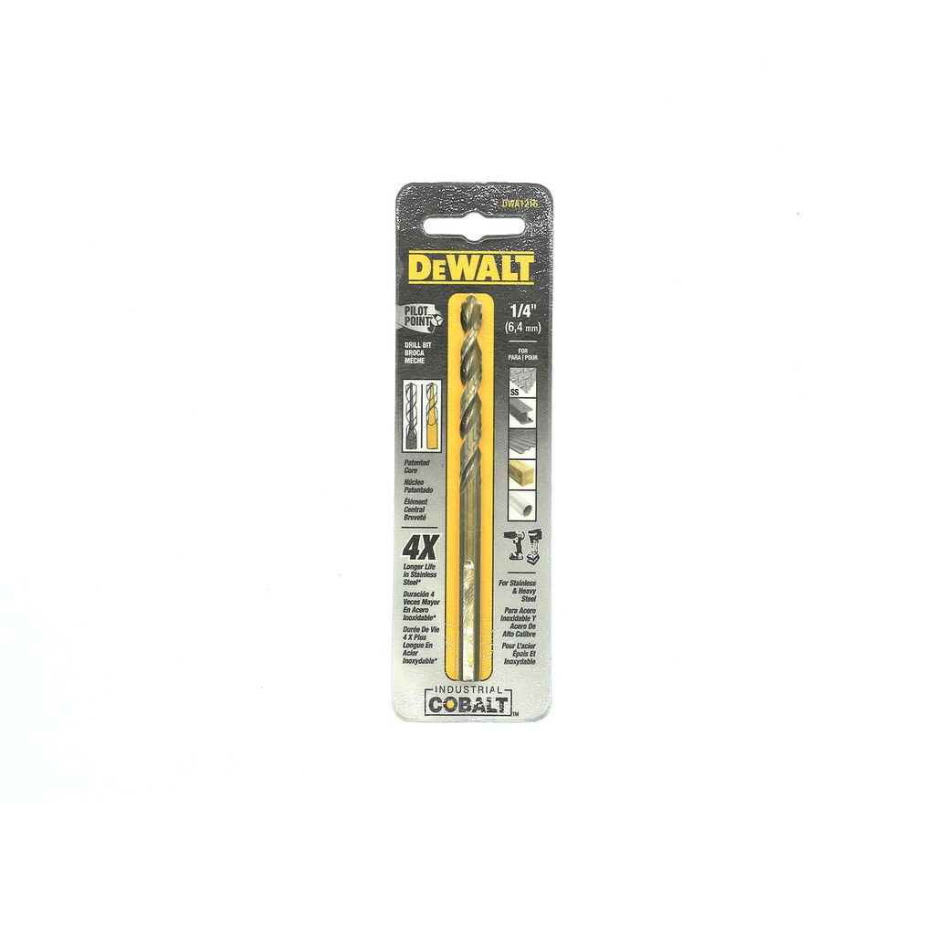 Broca hierro 1/4" cobalto dewalt dw1216