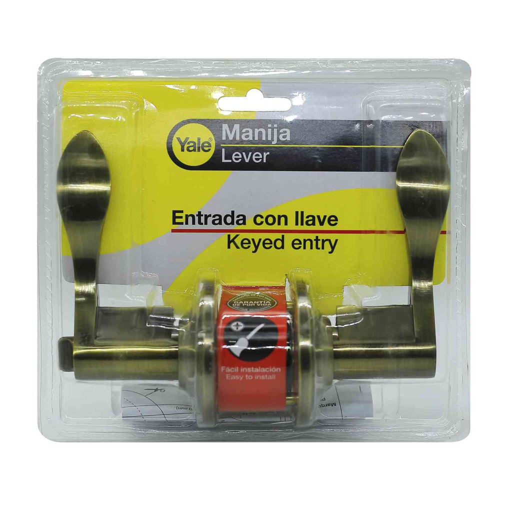 Llavin manija yale aston con llave 9016 bronce