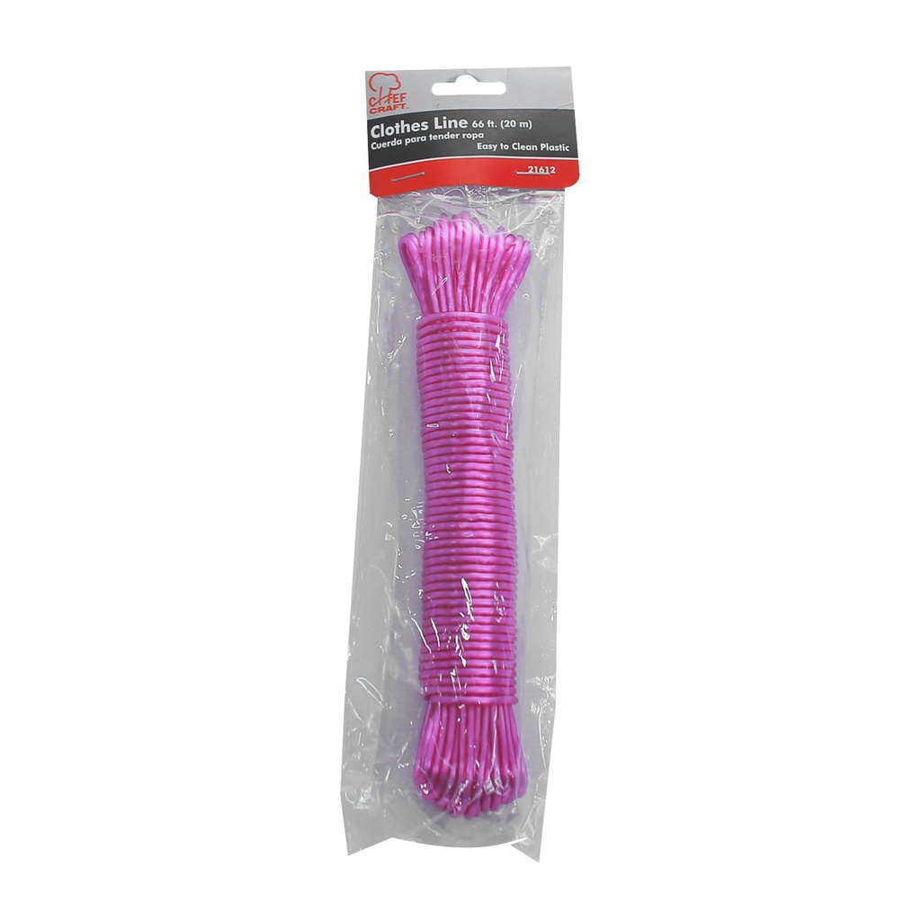 Cuerda plastica para tender ropa 66' 21612 varios colores
