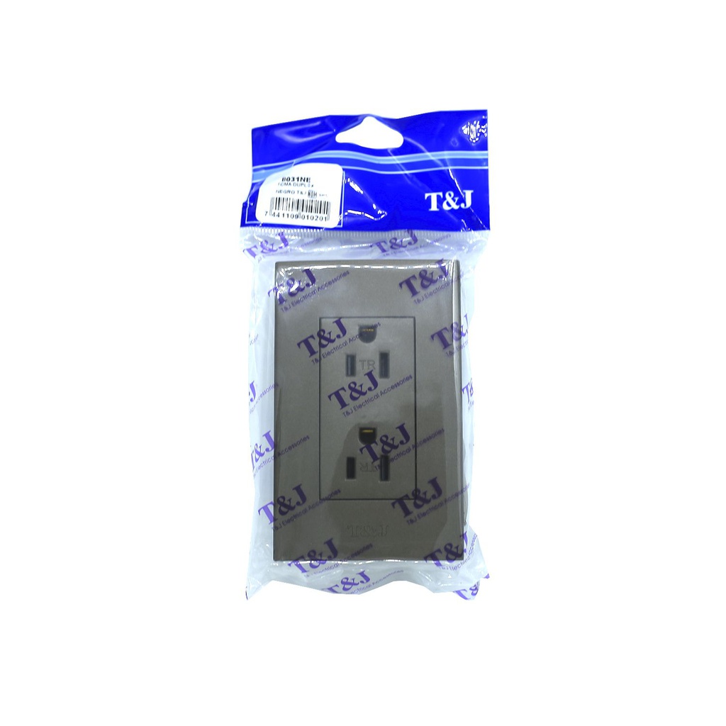 Tomacorriente doble empotrable negro t&j 8031-bk