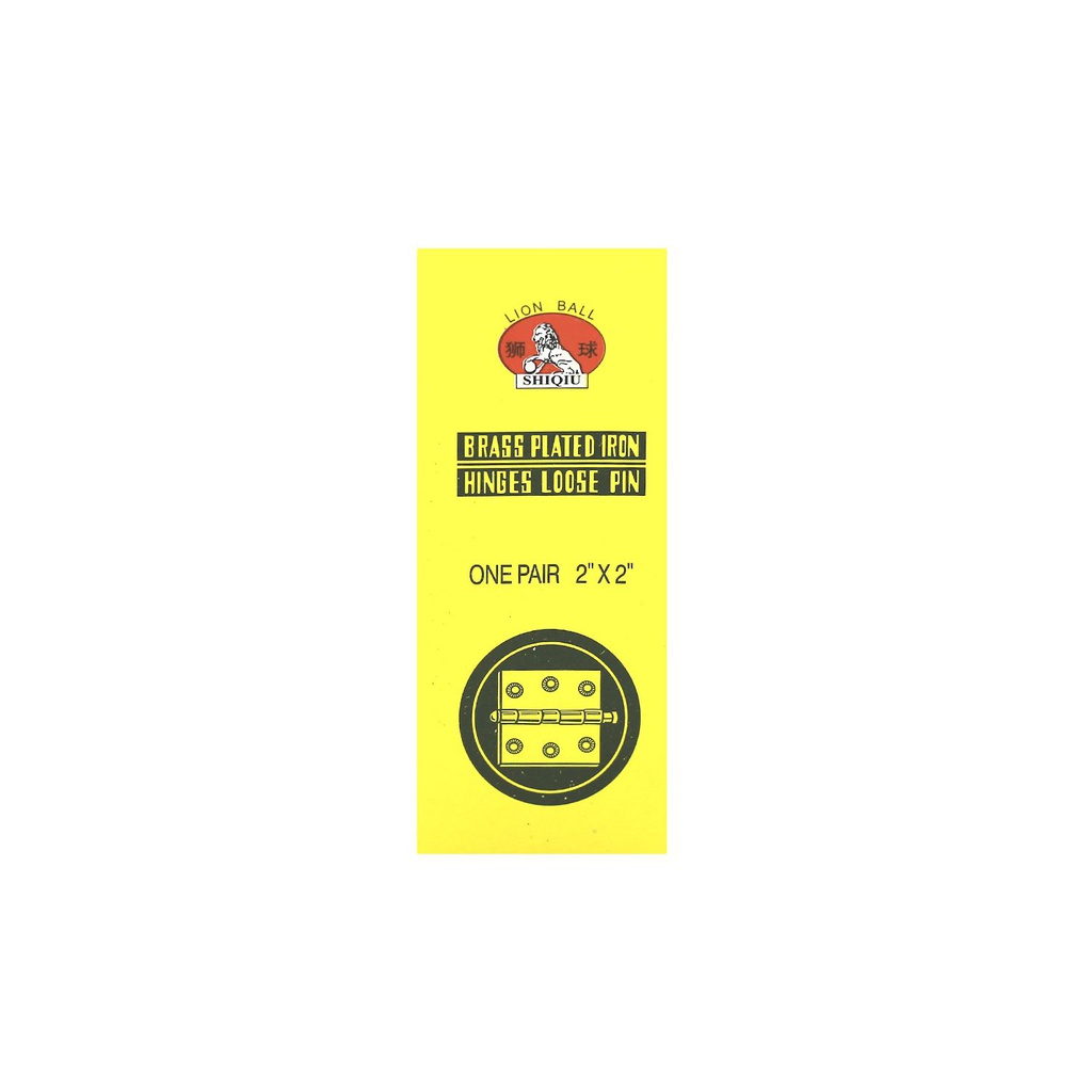 Bisagra china 2"x2"x1.20mm con tornillos dorado