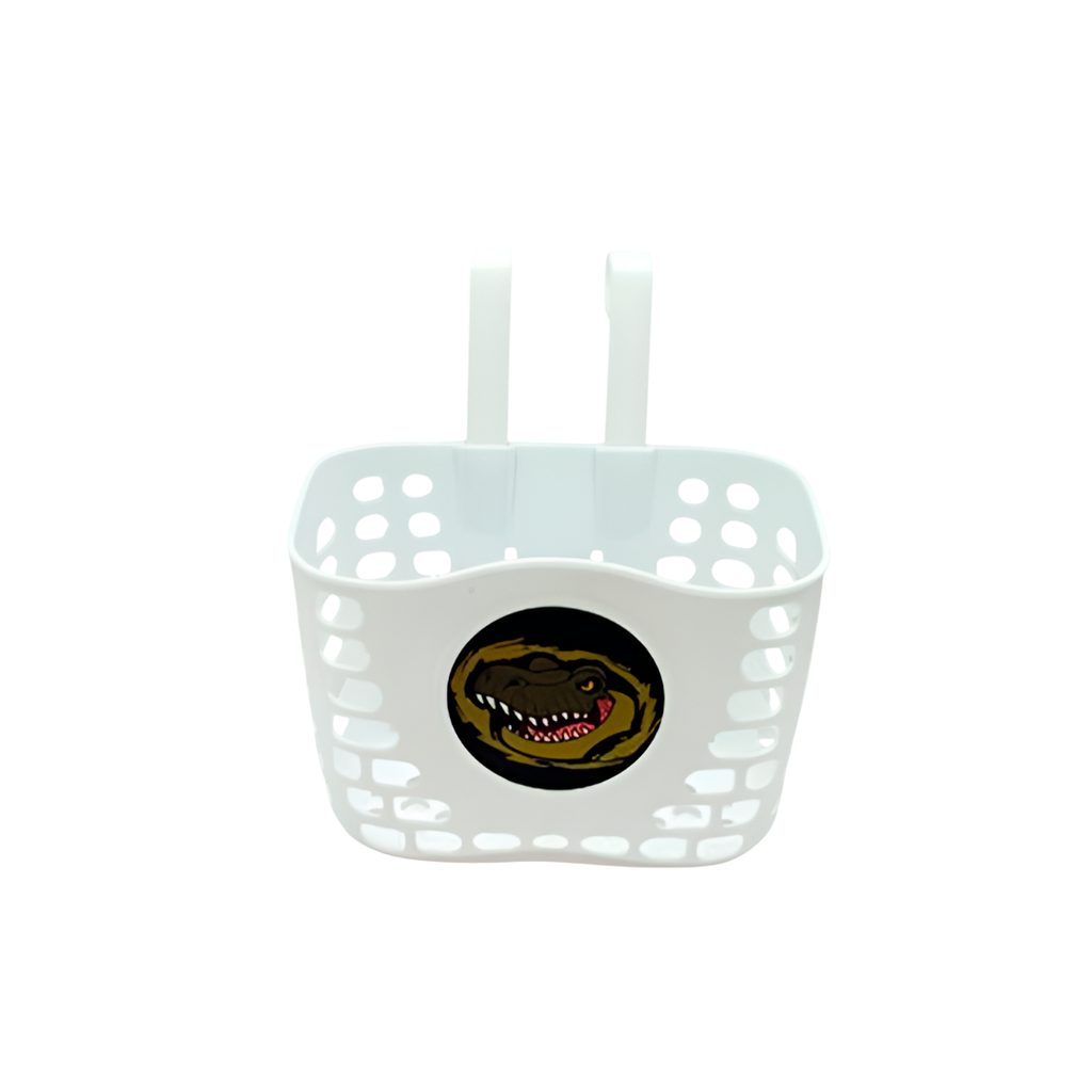 Canasta bici plastica para niño dinos blanco