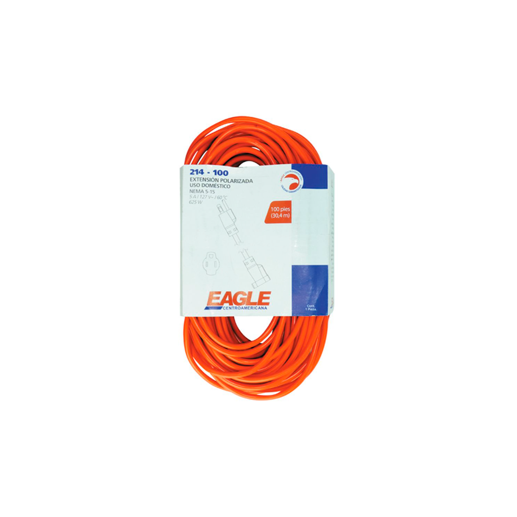 Extension electrica 100' ind 3/16g aguila 214-100 anaranjada