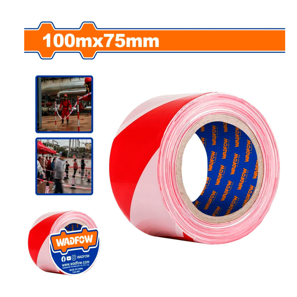 Cinta de señalizacion 100mx75mm wad rojo/blanco