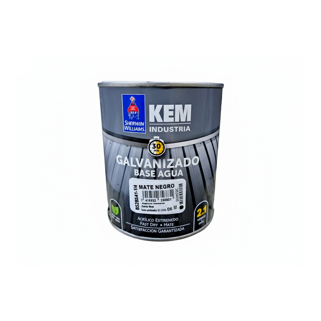 Kem galvanizado base de agua 1/4-galon sherwin williams negro mate