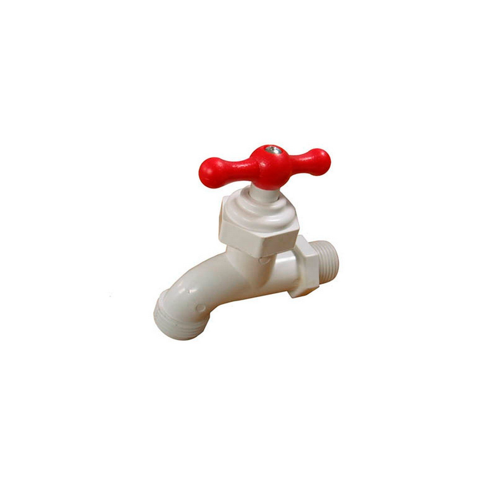Llave pila 3/4" pvc perilla roja ld-897a