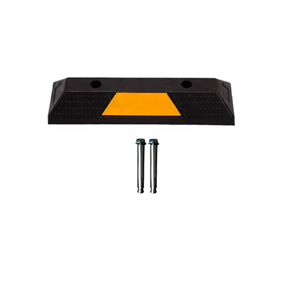 Tope hule parqueo 54x15x10cm con perno negro/amarillo