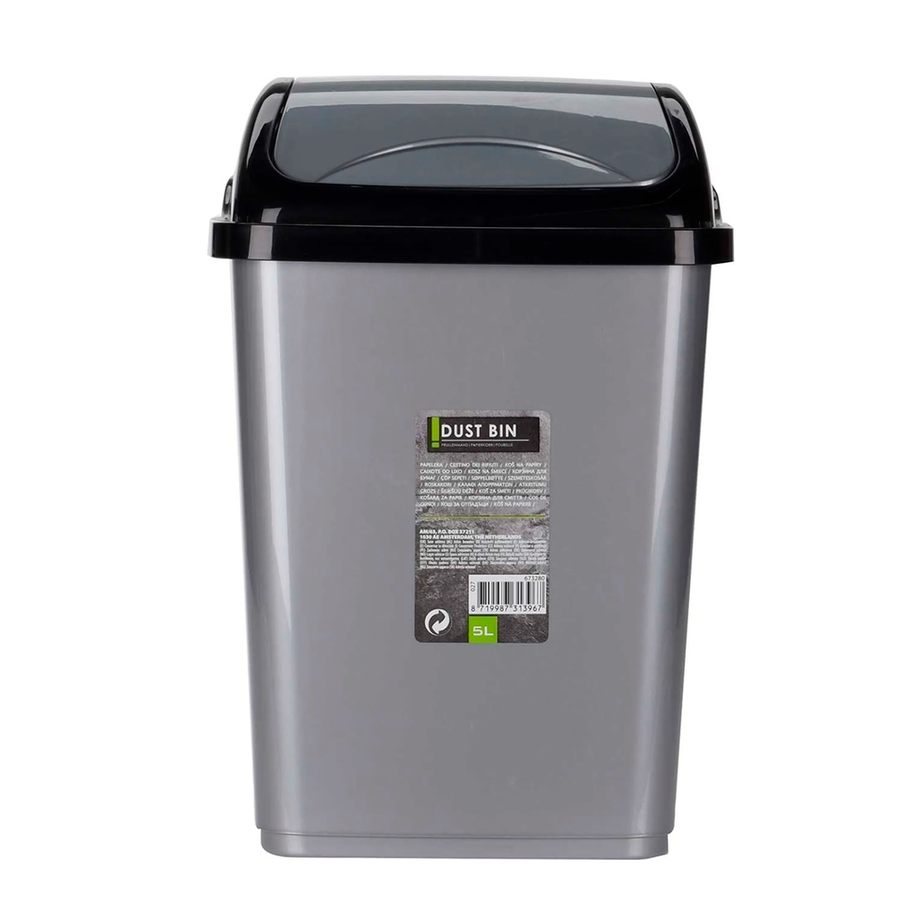 Basurero plastico 16l 343119 negro/gris