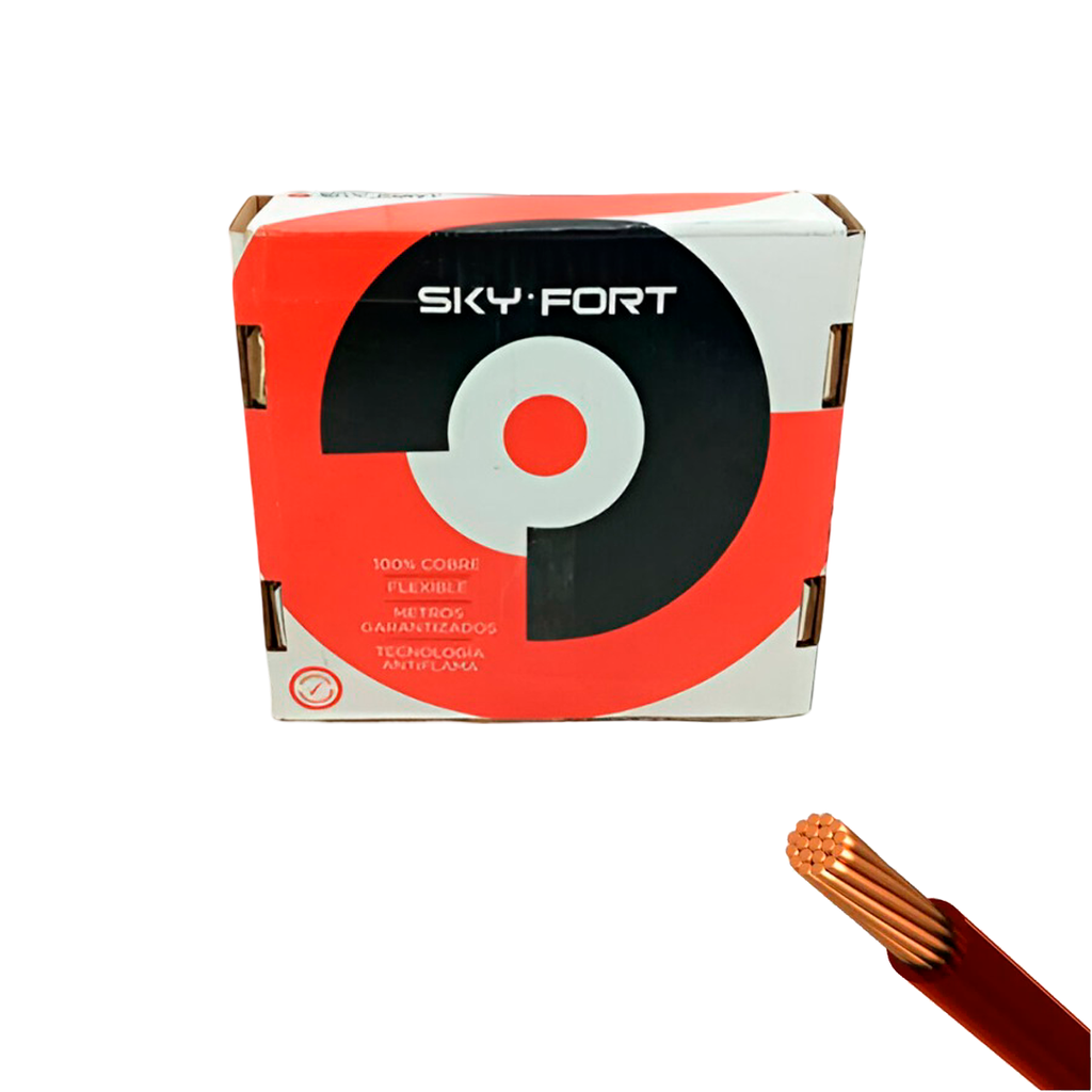 Cable electricidad 12 awg 19h thhn 328' sky-fort rojo