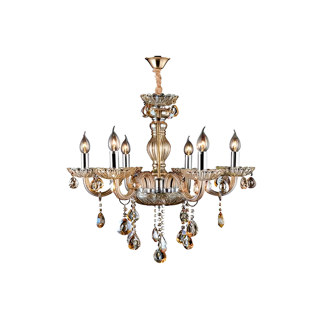 Lampara colgar cristal 6l e14 40w 318 ambar