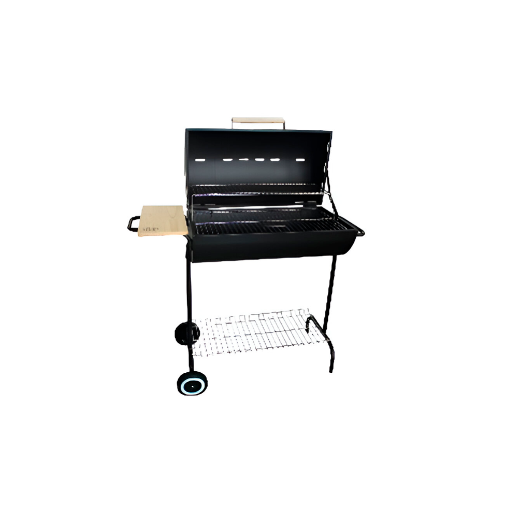 Asador cuadrado 1est madera con tapa/llantas sk133