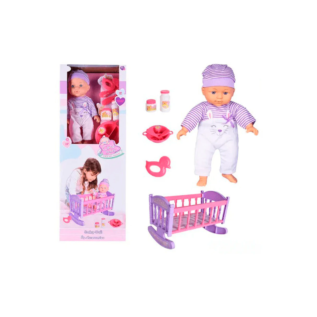 Juguete muñeca bebe 30cm con accesorios hx865-3