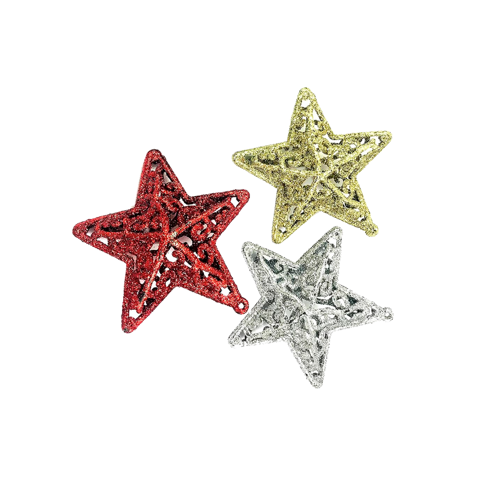 Estrella navideña 3pc 11cm 2-cs1503-636 rojo/dorado/plateado