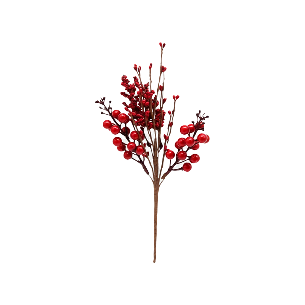 Rama navideña con bayas 30cm rojo