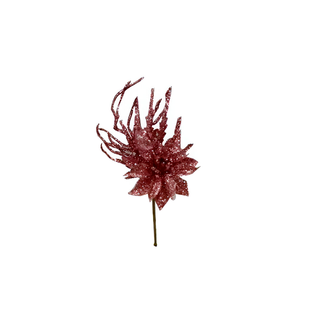 Rama navideña con flor 23cm l21-760 rosado