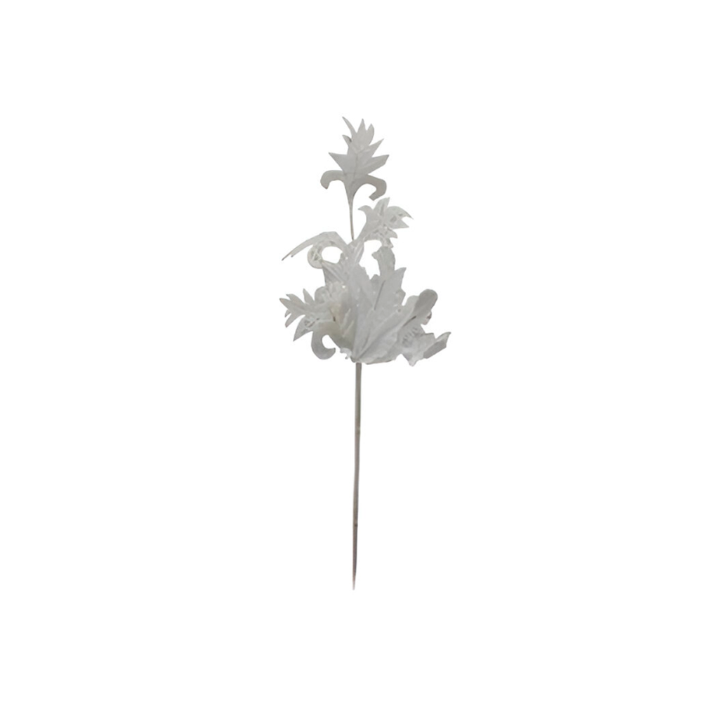 Rama navideña con flor 53cm yx2023017w blanco