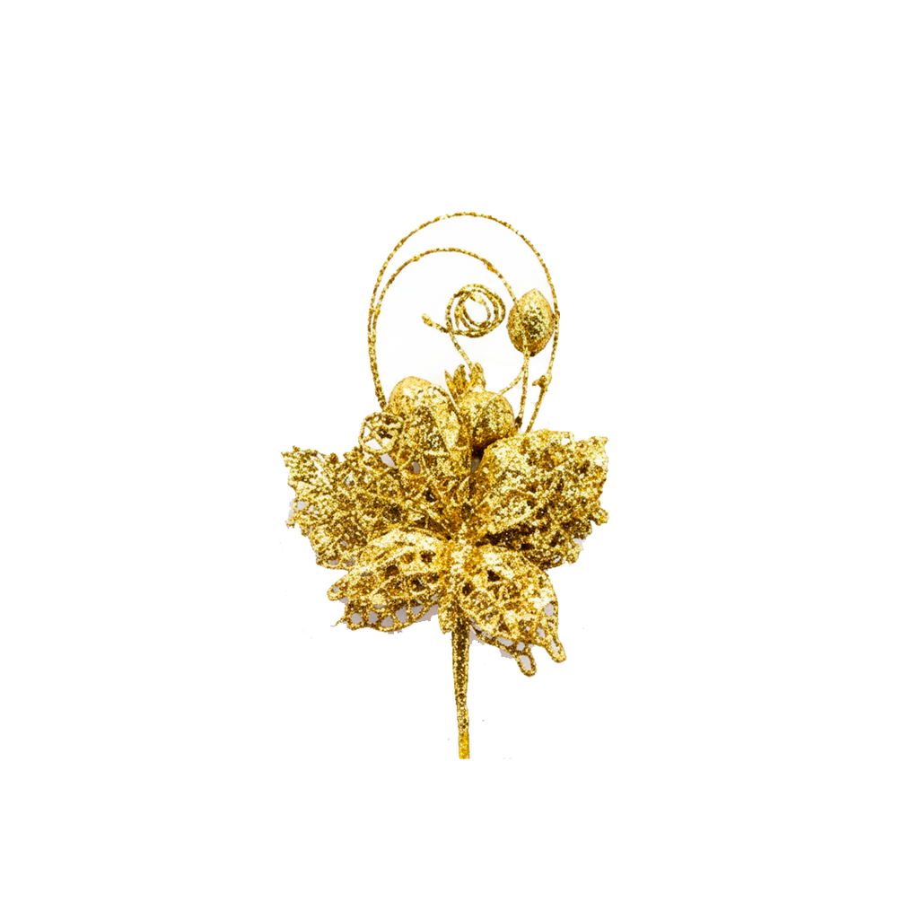 Rama navideña con mariposa 20cm dorado