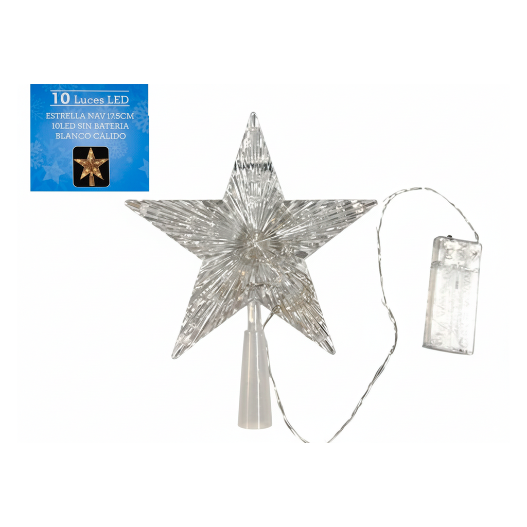Estrella navideña 17.5cm 10led sin batería blanco 2506