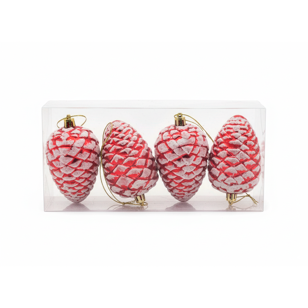 Adorno navideño bellota colgar 4pc 11.6x5.8cm rojo