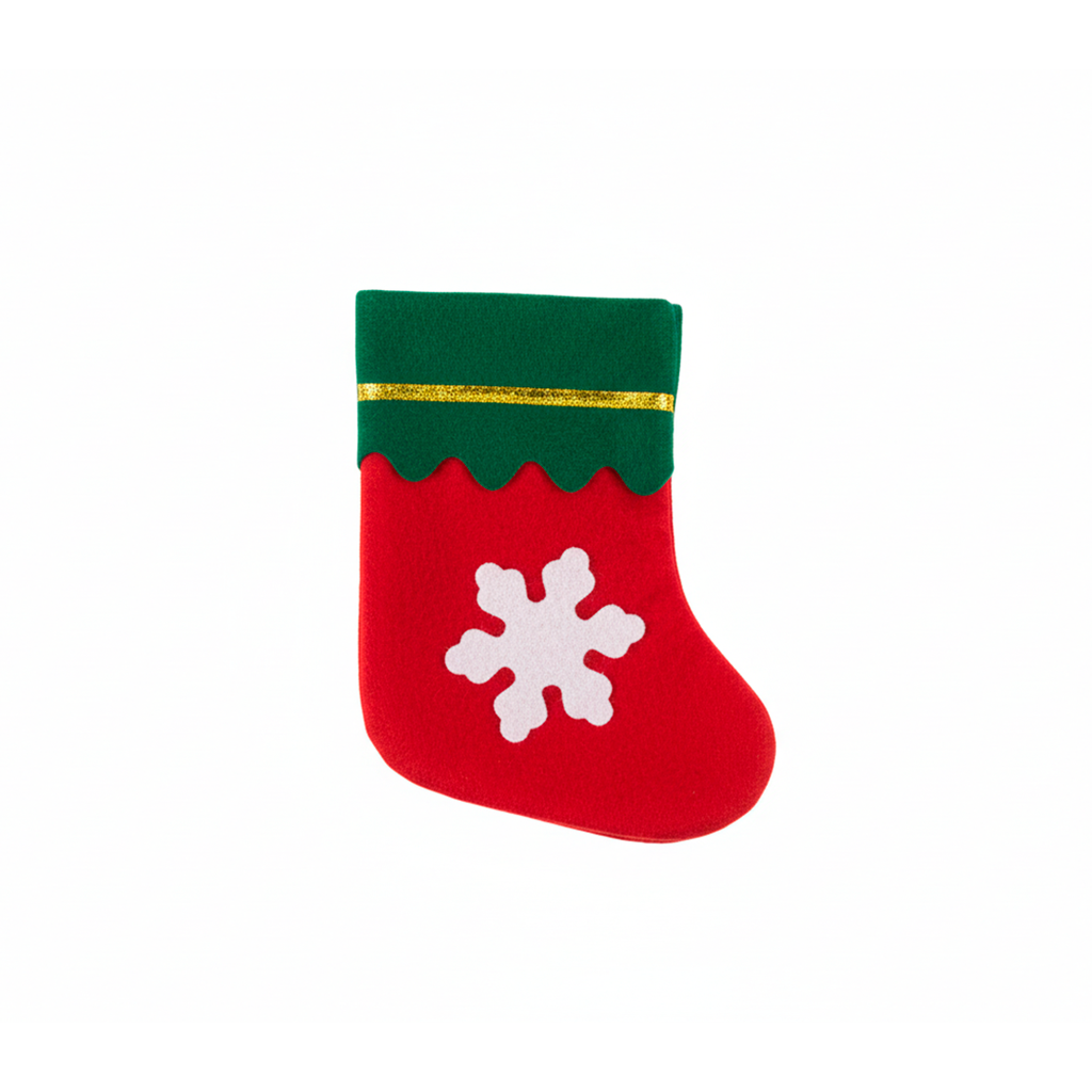 Adorno navideño bota colgar copo 16x8cm rojo/verde